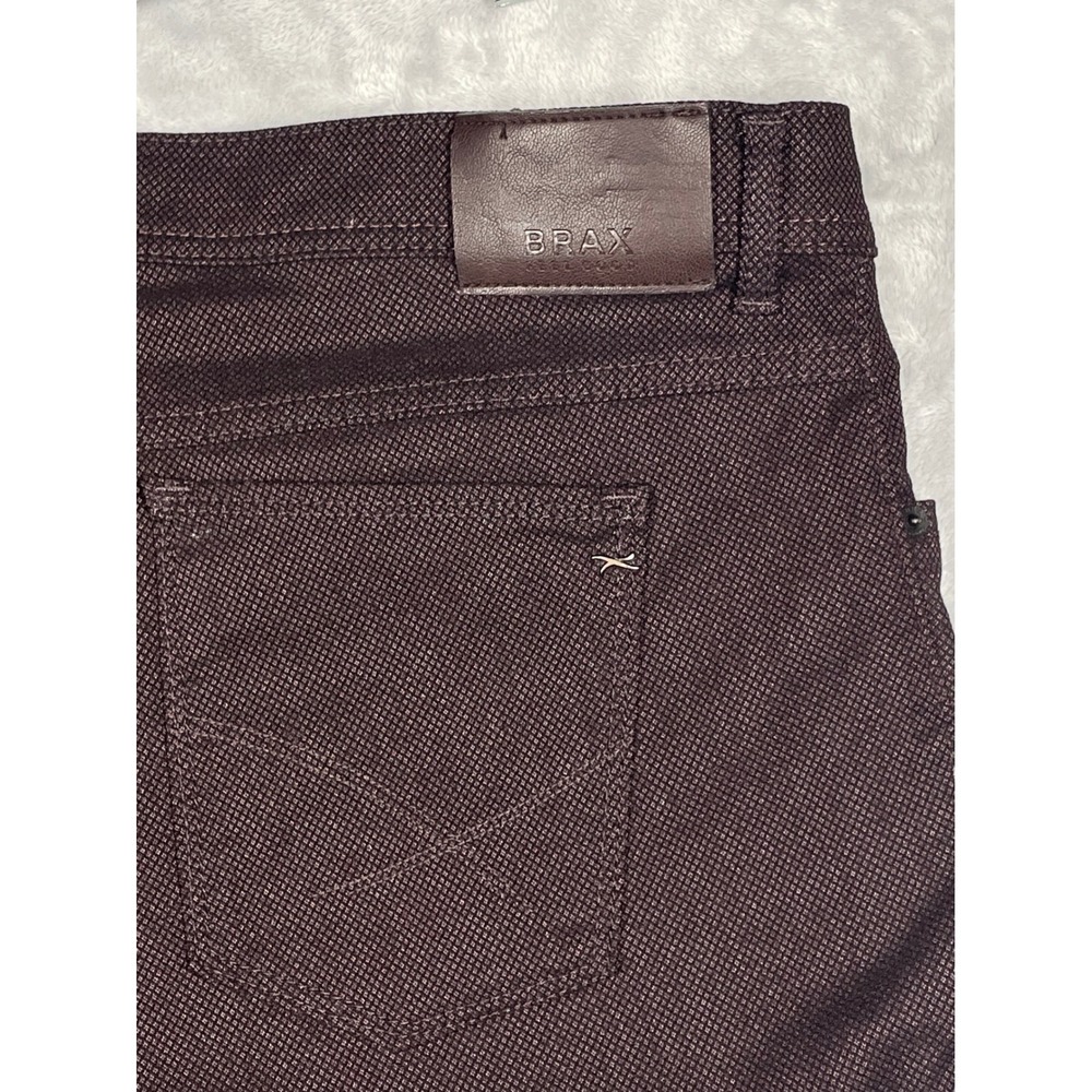 Brax Feel Good Cooper Fancy Mens Regular Fit Textured Pants Burgundy 38/29